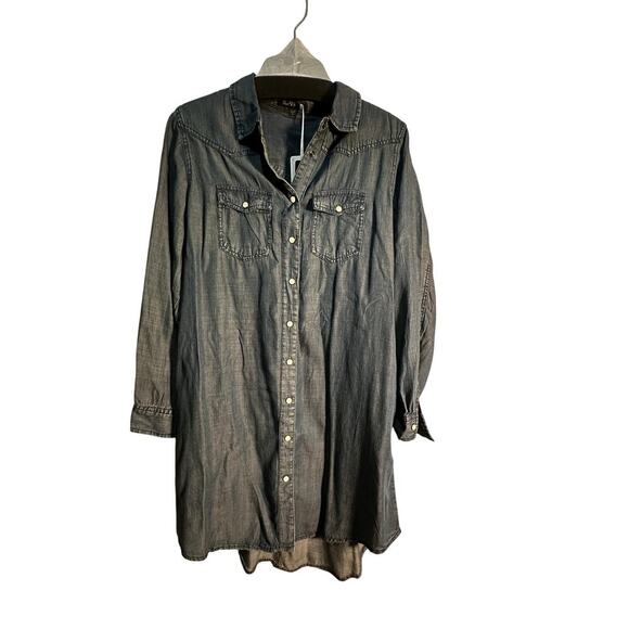 NWT Velvet Heart Women's Denim Button Up Shirt Dress Size Large - Picture 1 of 7